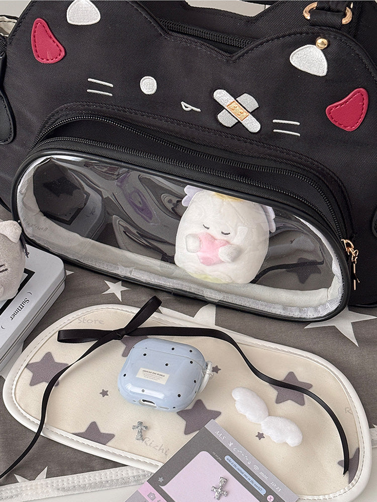 Cat Ita Bag with Clear Window for Plushies and Pins Cat Ita Bag with Clear Window for Plushies and Pins — ita bag detail view