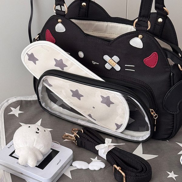 Cat Ita Bag with Clear Window for Plushies and Pins — ita bag detail view