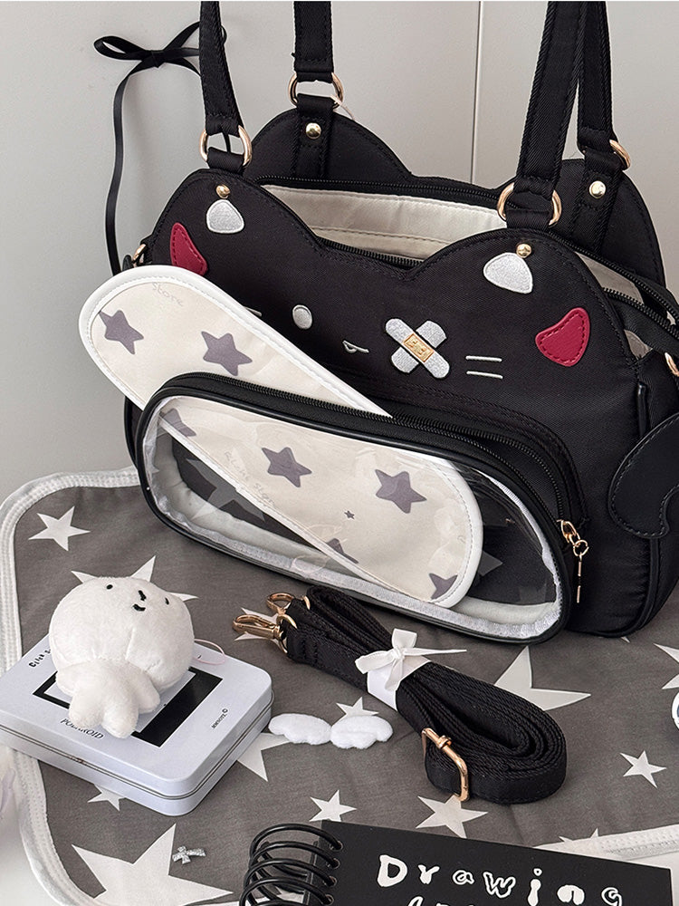 Cat Ita Bag with Clear Window for Plushies and Pins Cat Ita Bag with Clear Window for Plushies and Pins — ita bag detail view