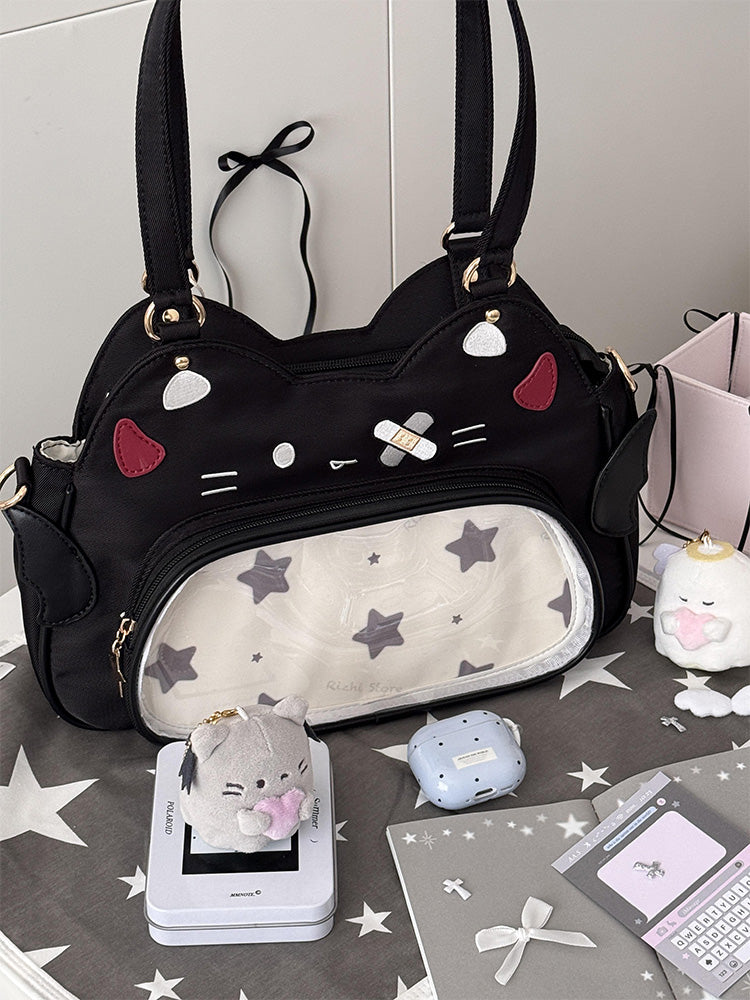 Cat Ita Bag with Clear Window for Plushies and Pins Cat Ita Bag with Clear Window for Plushies and Pins — ita bag with clear display window