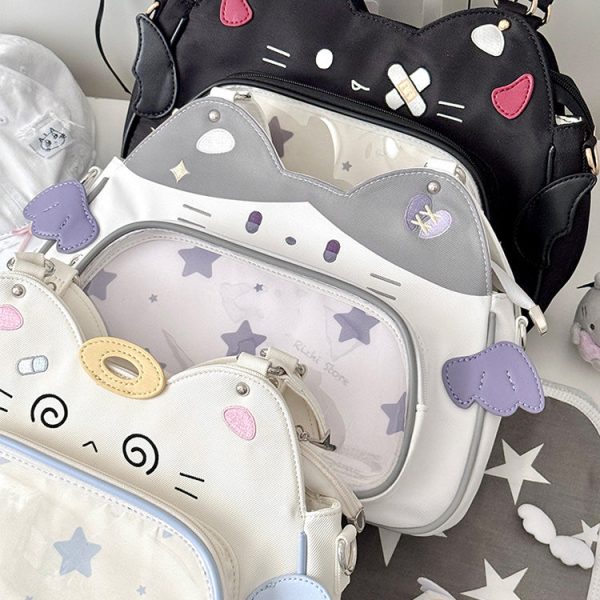 Cat Ita Bag with Clear Window for Plushies and Pins — ita bag detail view