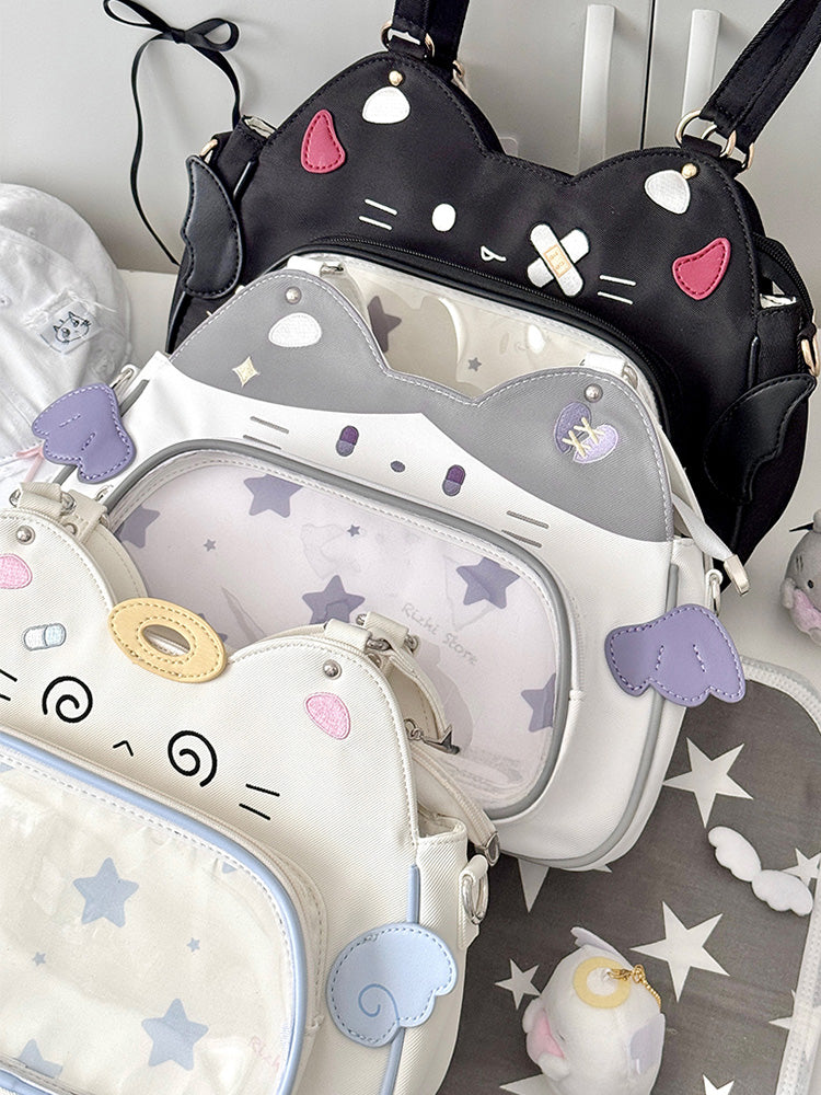 Cat Ita Bag with Clear Window for Plushies and Pins Cat Ita Bag with Clear Window for Plushies and Pins — ita bag detail view
