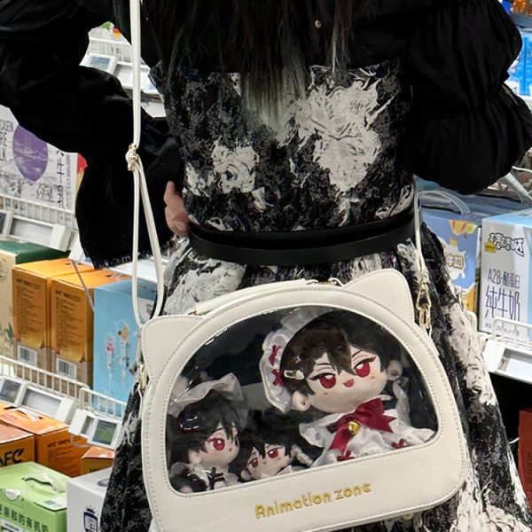 Cat Ita Crossbody Bag for Plushies and Pins — crossbody ita bag detail view
