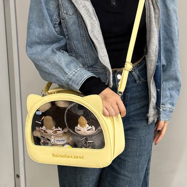 Cat Ita Crossbody Bag for Plushies and Pins — crossbody ita bag detail view