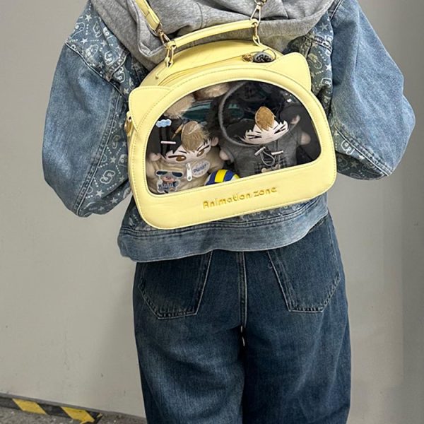 Cat Ita Crossbody Bag for Plushies and Pins — crossbody ita bag detail view
