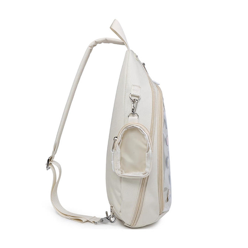Convertible Ita Bag with Clear Window for Pin Display Convertible Ita Bag with Clear Window for Pin Display — ita bag detail view