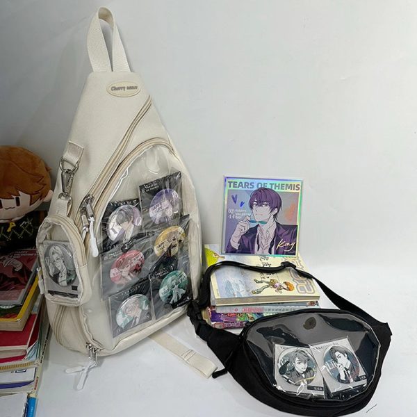 Convertible Ita Bag with Clear Window for Pin Display — ita bag detail view