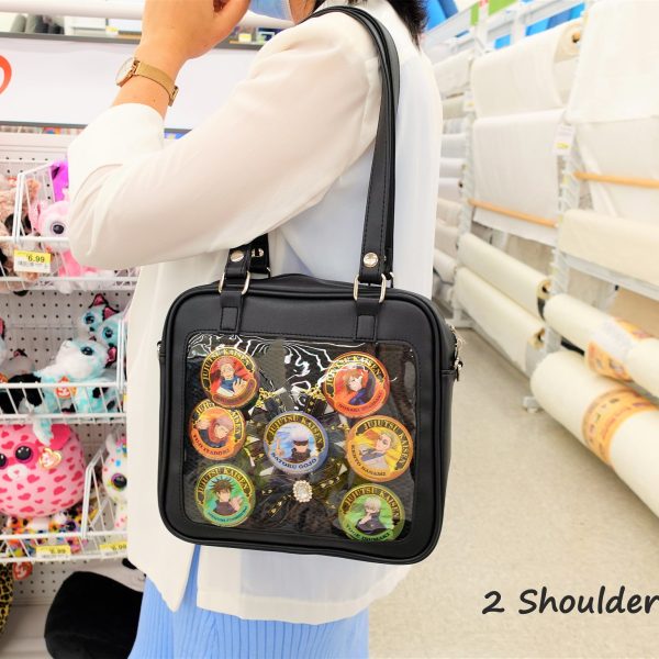 Convertible Ita Bag with Clear Window for Pin Display — ita bag detail view