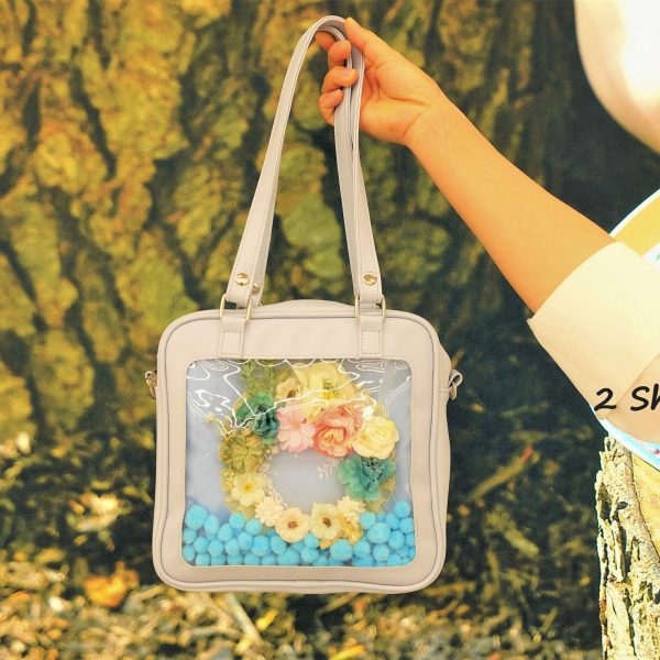 Convertible Ita Bag with Clear Window for Pin Display — ita bag detail view