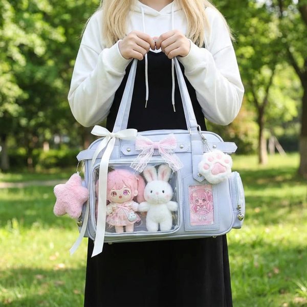 Convertible Ita Bag with Clear Window for Plushies and Pins — ita bag detail view