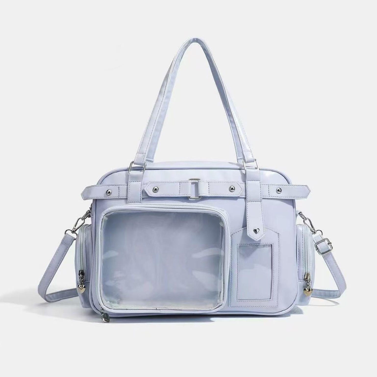 Convertible Ita Bag with Clear Window for Plushies and Pins Convertible Ita Bag with Clear Window for Plushies and Pins — ita bag detail view