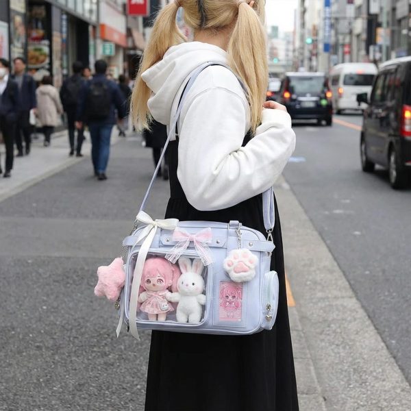 Convertible Ita Bag with Clear Window for Plushies and Pins — ita bag detail view