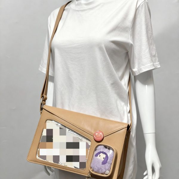 Envelope Ita Crossbody Bag with Clear Window for Plushies and Pins — crossbody ita bag detail view