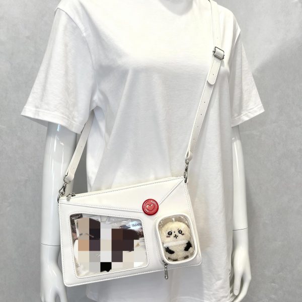 Envelope Ita Crossbody Bag with Clear Window for Plushies and Pins — crossbody ita bag detail view