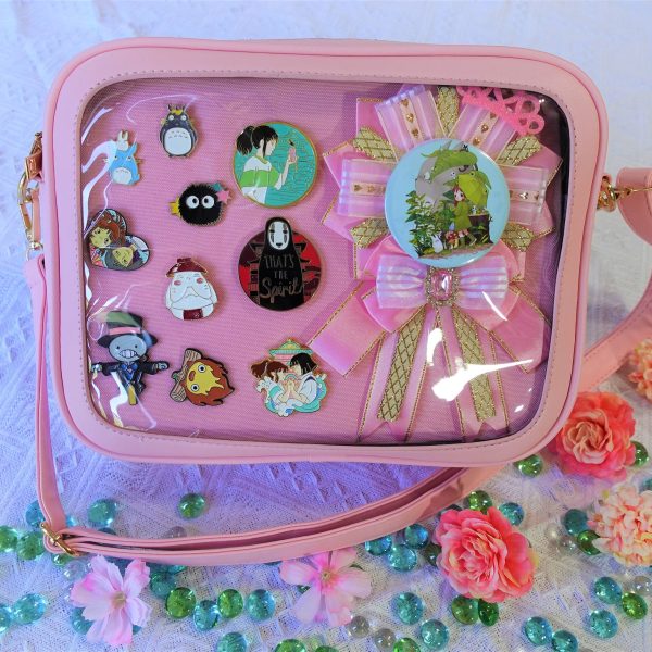 Gold Ita Crossbody Bag with Clear Window and Included Insert for Pin Display — crossbody ita bag with clear display window