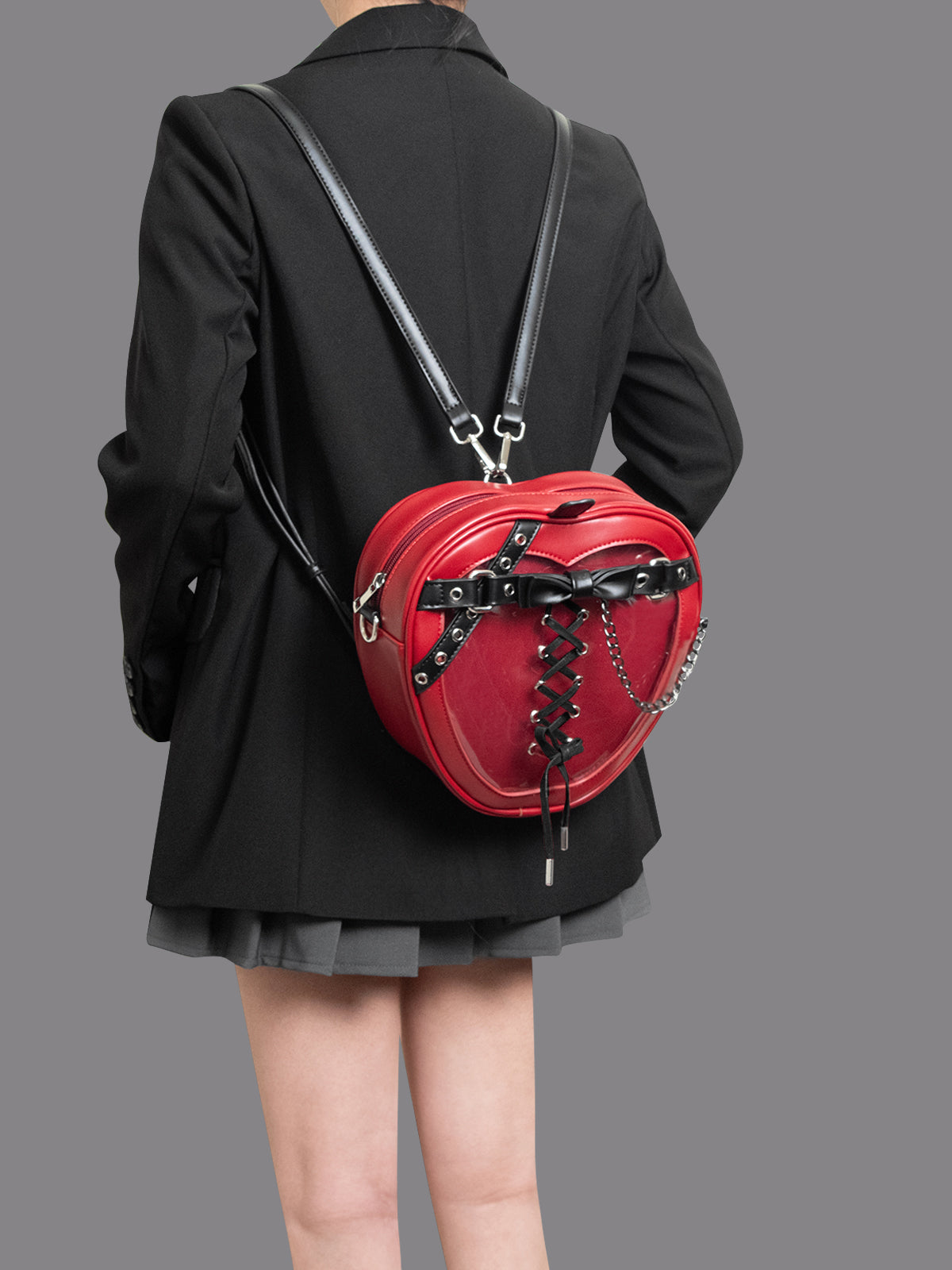 Gothic Apple Ita Backpack with Included Insert for Pin Display Gothic Apple Ita Backpack with Included Insert for Pin Display — ita backpack detail view