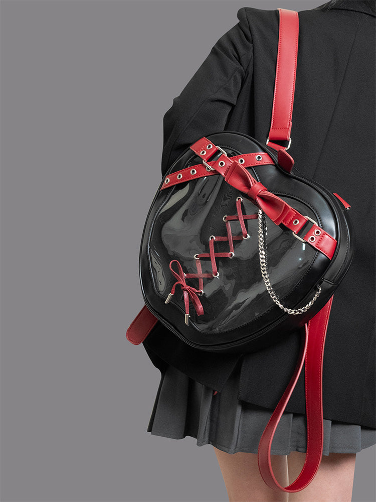 Gothic Apple Ita Backpack with Included Insert for Pin Display Gothic Apple Ita Backpack with Included Insert for Pin Display — ita backpack detail view