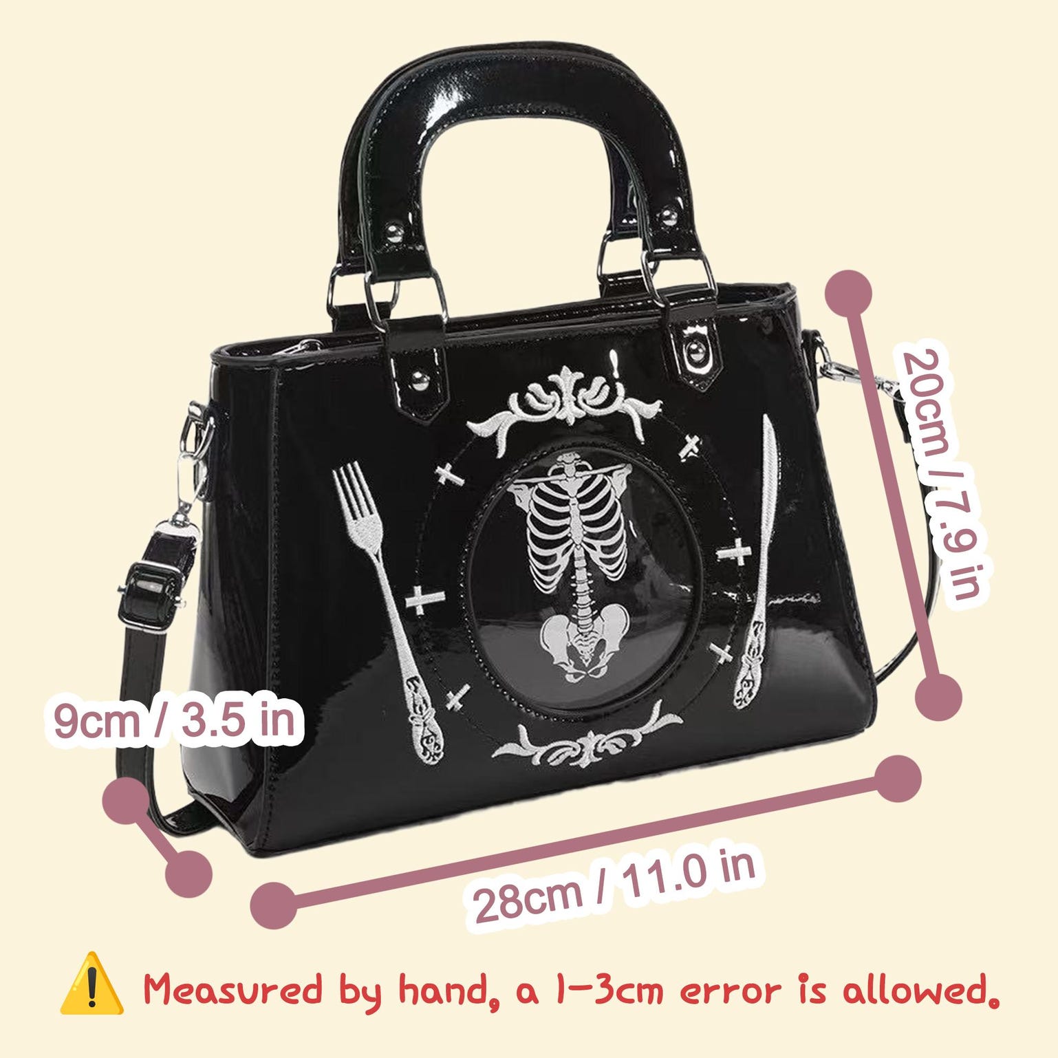 Gothic Convertible Ita Bag for Pin Display Gothic Convertible Ita Bag for Pin Display — ita bag detail view