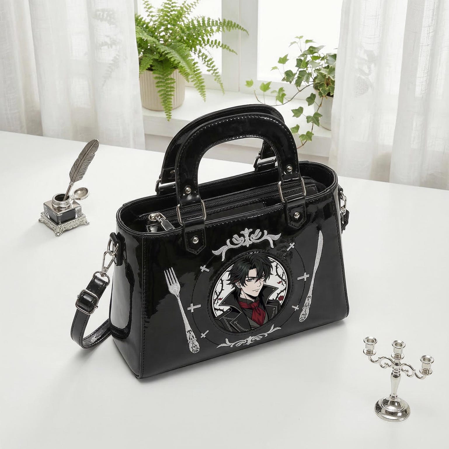Gothic Convertible Ita Bag for Pin Display Gothic Convertible Ita Bag for Pin Display — ita bag detail view