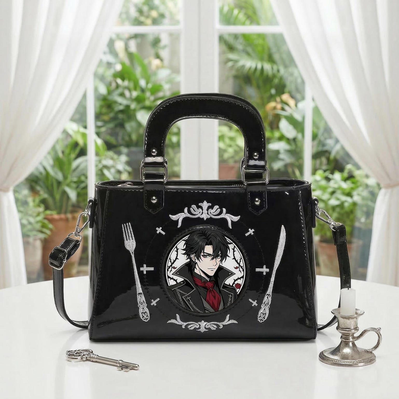 Gothic Convertible Ita Bag for Pin Display Gothic Convertible Ita Bag for Pin Display — ita bag detail view