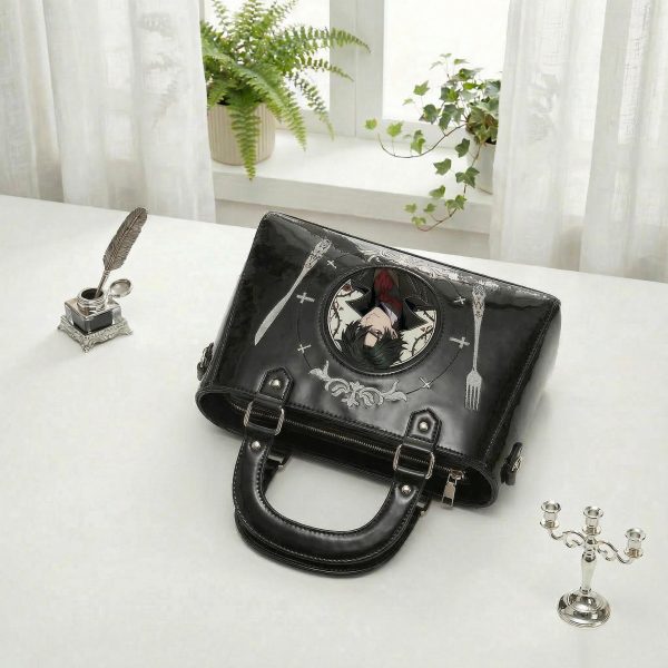 Gothic Convertible Ita Bag for Pin Display — ita bag detail view