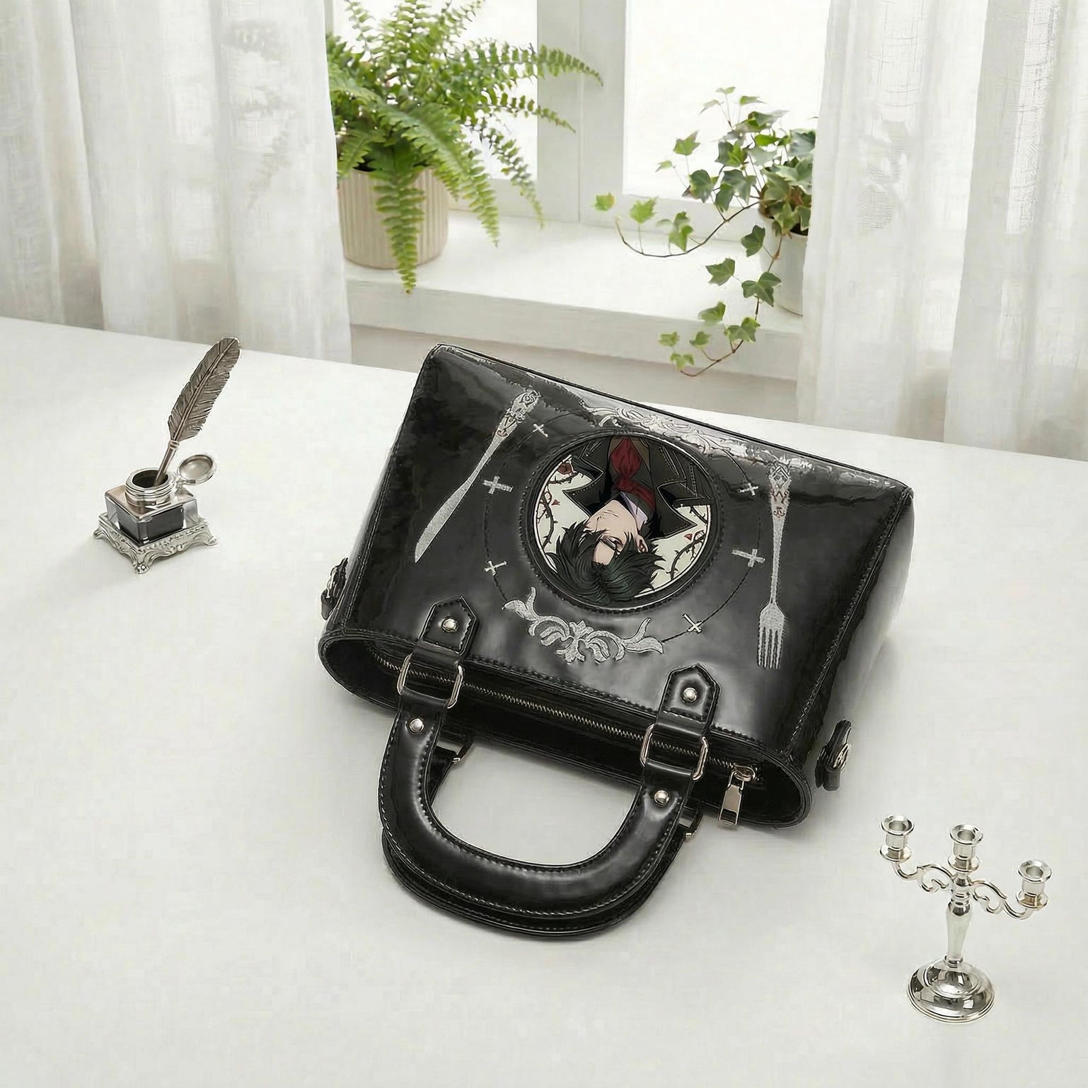 Gothic Convertible Ita Bag for Pin Display Gothic Convertible Ita Bag for Pin Display — ita bag detail view