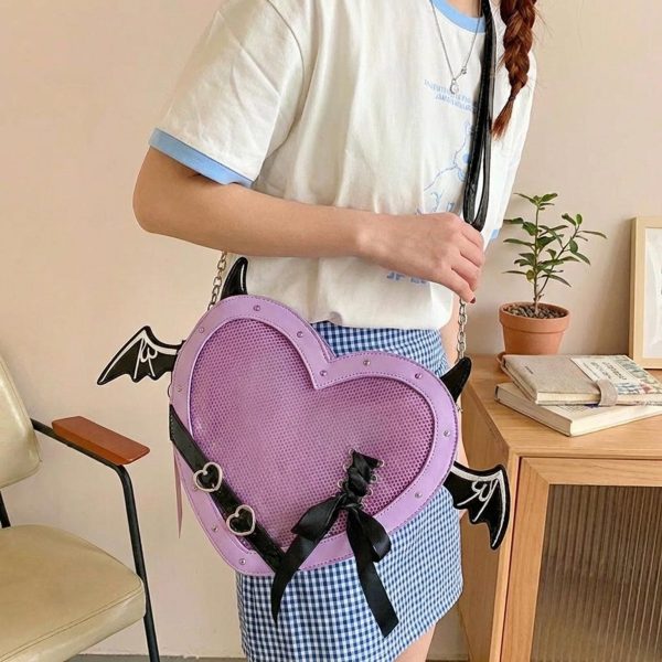 Gothic Heart Ita Bag with Clear Window for Photocards and Pins — ita bag detail view