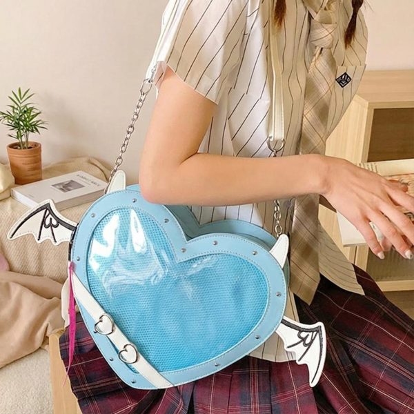 Gothic Heart Ita Bag with Clear Window for Photocards and Pins — ita bag detail view