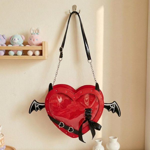 Gothic Heart Ita Bag with Clear Window for Photocards and Pins — ita bag detail view