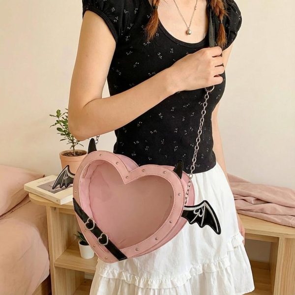 Gothic Heart Ita Bag with Clear Window for Photocards and Pins — ita bag detail view