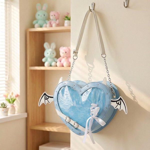Gothic Heart Ita Bag with Clear Window for Photocards and Pins — ita bag detail view