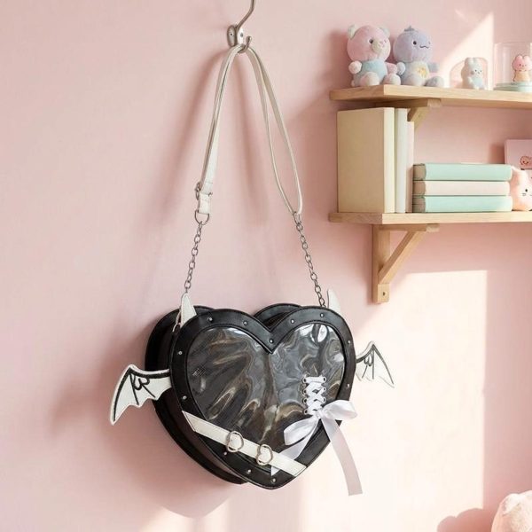 Gothic Heart Ita Bag with Clear Window for Photocards and Pins — ita bag detail view
