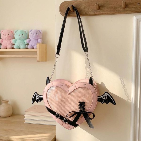 Gothic Heart Ita Bag with Clear Window for Photocards and Pins — ita bag with clear display window