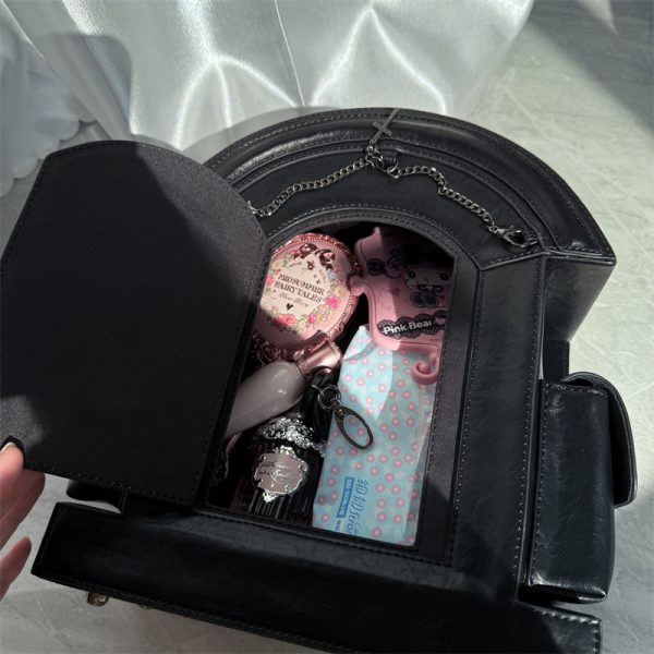 Gothic Ita Bag with Clear Window for Plushies and Pins — ita bag detail view