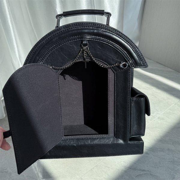 Gothic Ita Bag with Clear Window for Plushies and Pins — ita bag detail view