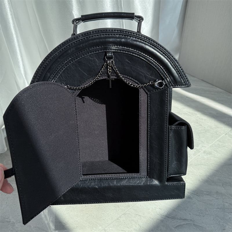Gothic Ita Bag with Clear Window for Plushies and Pins Gothic Ita Bag with Clear Window for Plushies and Pins — ita bag detail view