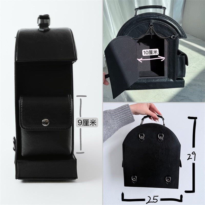 Gothic Ita Bag with Clear Window for Plushies and Pins Gothic Ita Bag with Clear Window for Plushies and Pins — ita bag detail view