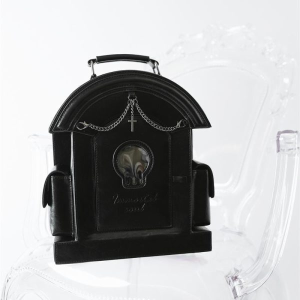 Gothic Ita Bag with Clear Window for Plushies and Pins — ita bag detail view