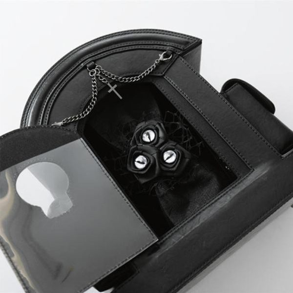 Gothic Ita Bag with Clear Window for Plushies and Pins — ita bag detail view