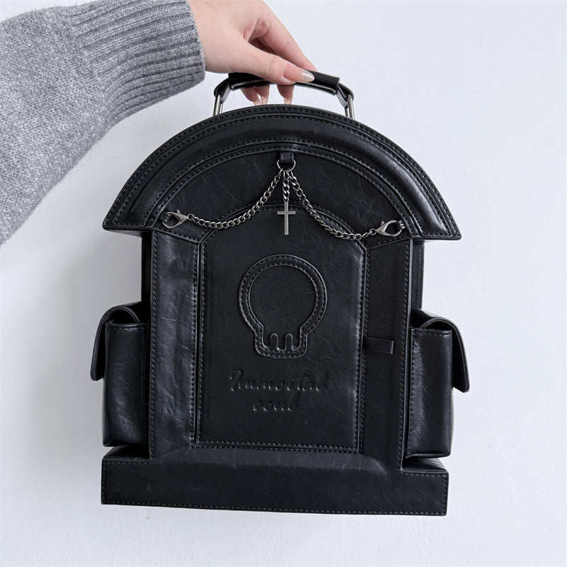 Gothic Ita Bag with Clear Window for Plushies and Pins Gothic Ita Bag with Clear Window for Plushies and Pins — ita bag detail view