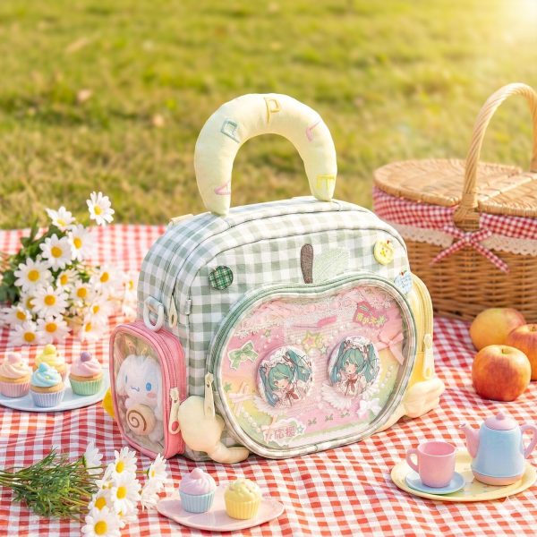 Green Apple Ita Backpack with Clear Window and Included Insert for Plushies and Pins — ita backpack detail view