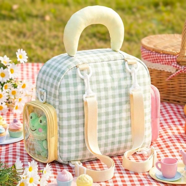 Green Apple Ita Backpack with Clear Window and Included Insert for Plushies and Pins — ita backpack detail view