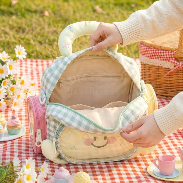 Green Apple Ita Backpack with Clear Window and Included Insert for Plushies and Pins — ita backpack detail view