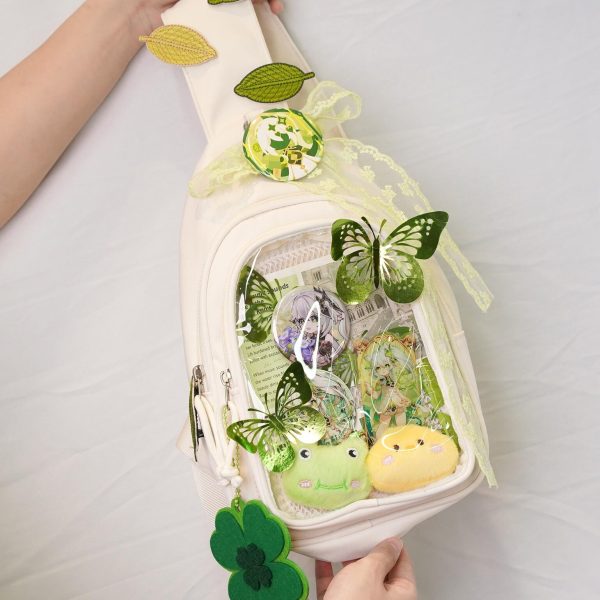 Green Ita Crossbody Bag for Pin Display — crossbody ita bag detail view