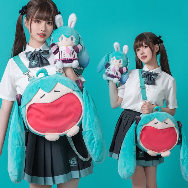 Green Kawaii Ita Backpack with Clear Window for Pin Display — ita backpack detail view