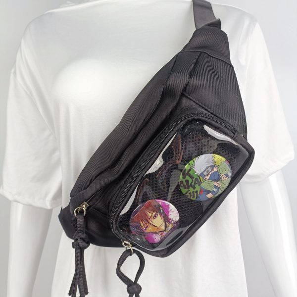 Ita Crossbody Bag with Clear Window and Included Insert for Pin Display — crossbody ita bag detail view