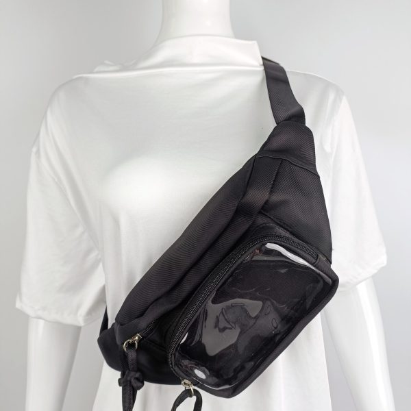 Ita Crossbody Bag with Clear Window and Included Insert for Pin Display — crossbody ita bag detail view
