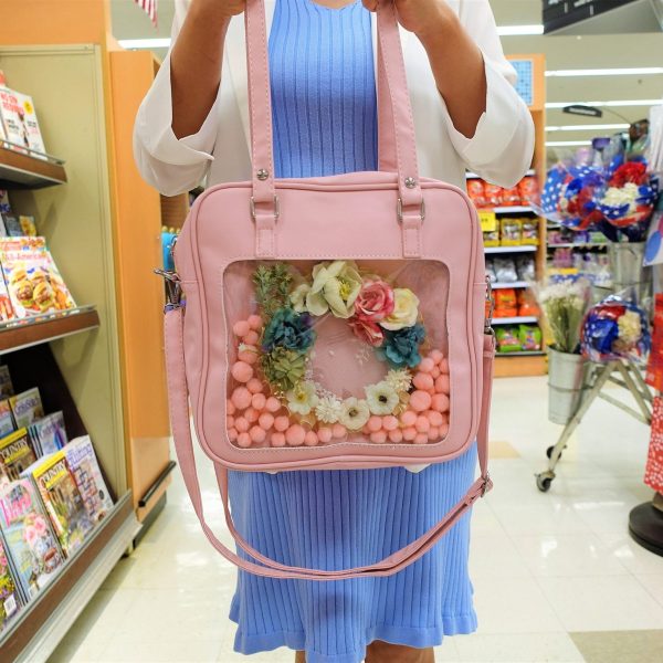 Ita Crossbody Bag with Clear Window for Pin Display — crossbody ita bag detail view