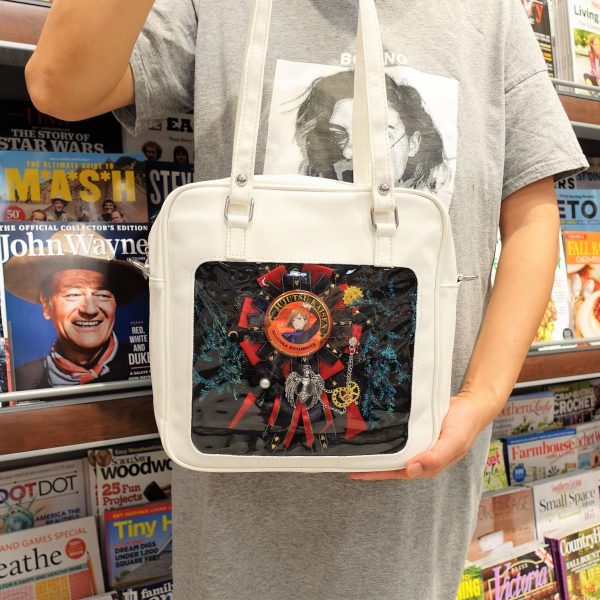 Ita Crossbody Bag with Clear Window for Pin Display — crossbody ita bag detail view