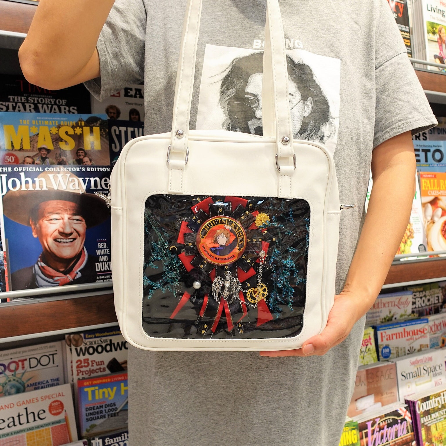 Ita Crossbody Bag with Clear Window for Pin Display Ita Crossbody Bag with Clear Window for Pin Display — crossbody ita bag detail view